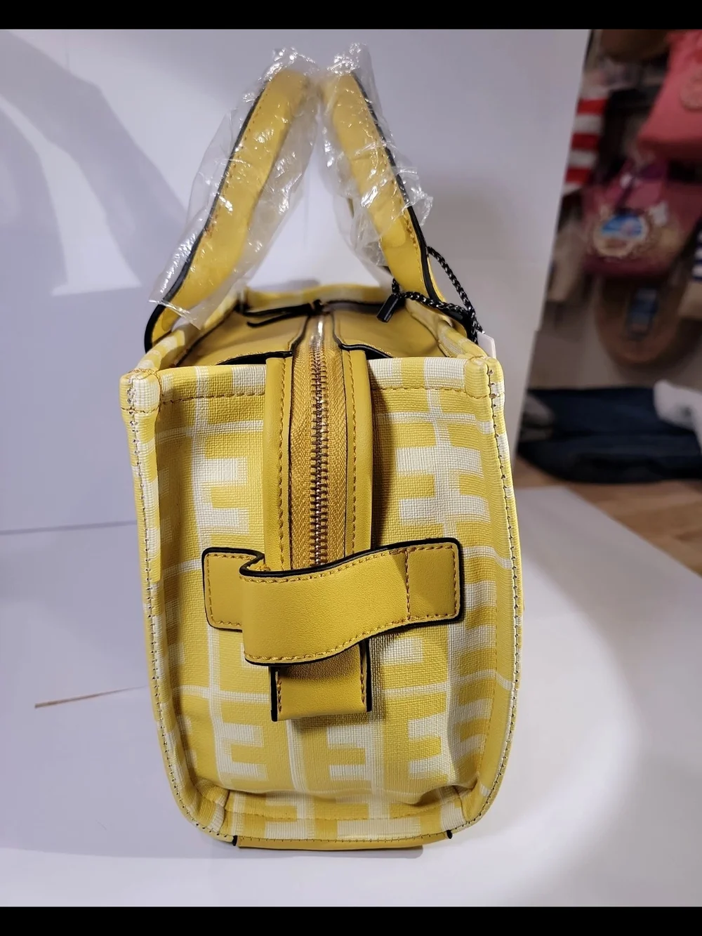 Classic Fashion Yellow Monogram Tote Bag w/Wallet & Crossbody Strap NWT